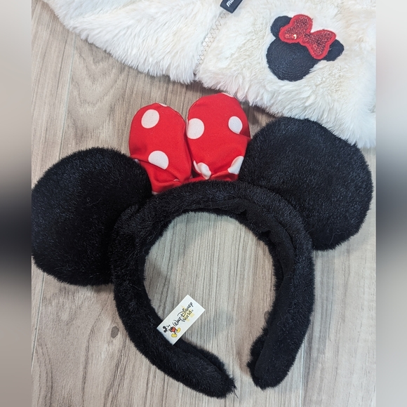 Disney Minnie Mouse Faux Fur Vest Little Girl Size 4 & Mouse Ears - Picture 7 of 16
